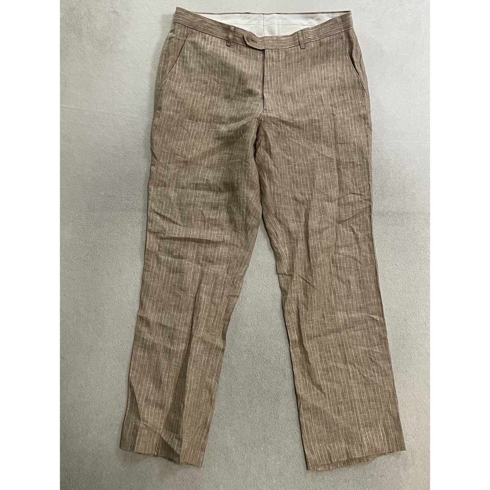 Lauren Ralph Lauren Dress Pants Men's Size 34x30 Beige Linen Flat Front Casual